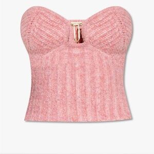 Cult Gaia Pink Ribbed Crop Top